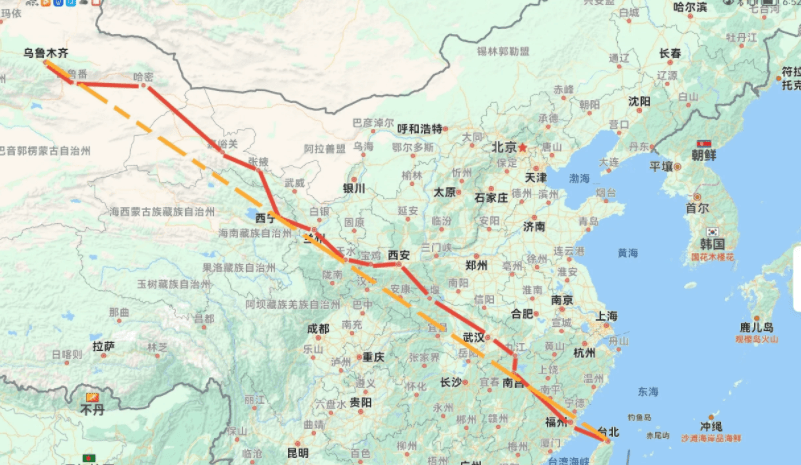 新疆到台湾正在规划一高铁，沿途这些城市有福了，经过你家了吗？