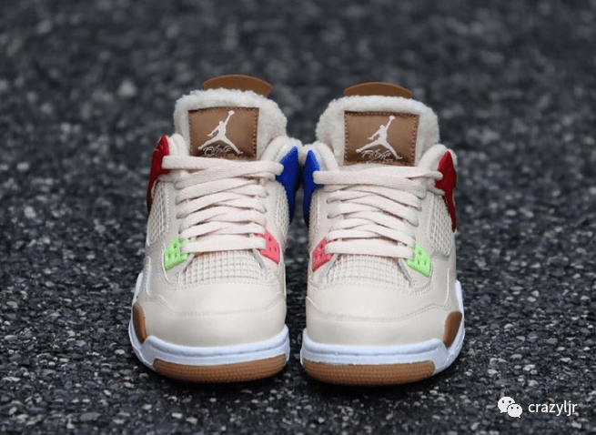 羊绒 潮人穿搭Air Jordan4乔AJ4卡其棕色羊糕绒鸳鸯休闲女气垫篮球鞋