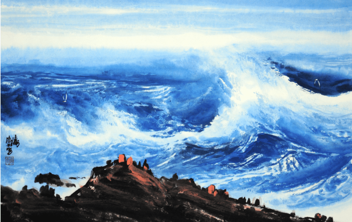 周智慧:国画画海第一人,曾为唐人街题字_大海_艺术_绘画