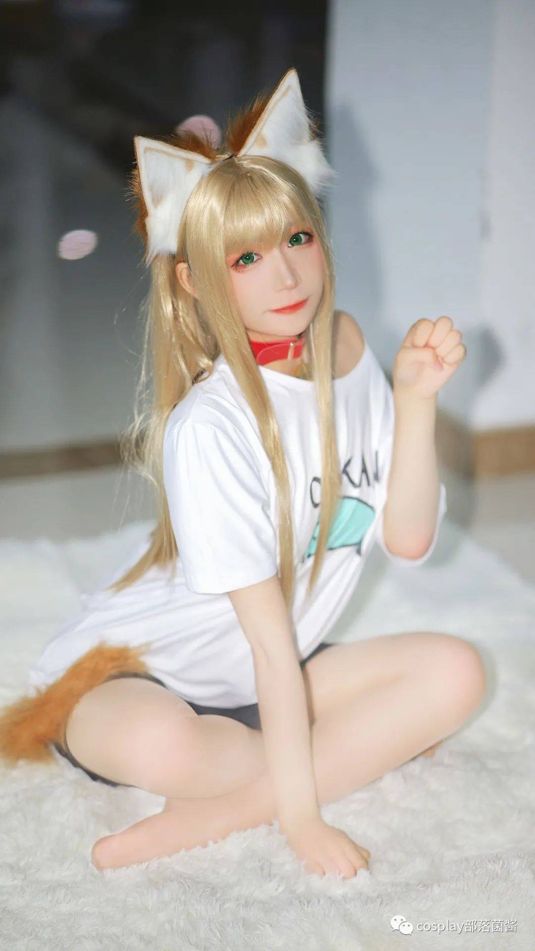 cos40原黄豆粉猫娘场照赤瞳