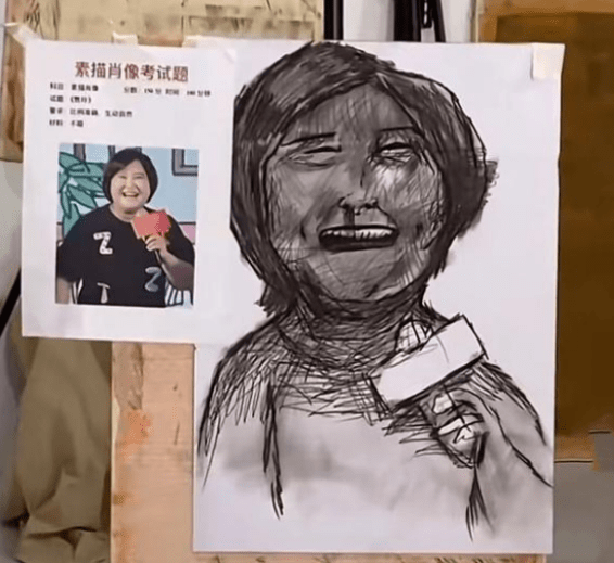 美术生画贾玲素描像,画风清奇,网友直言:玲姐你可别介意_同学_作品
