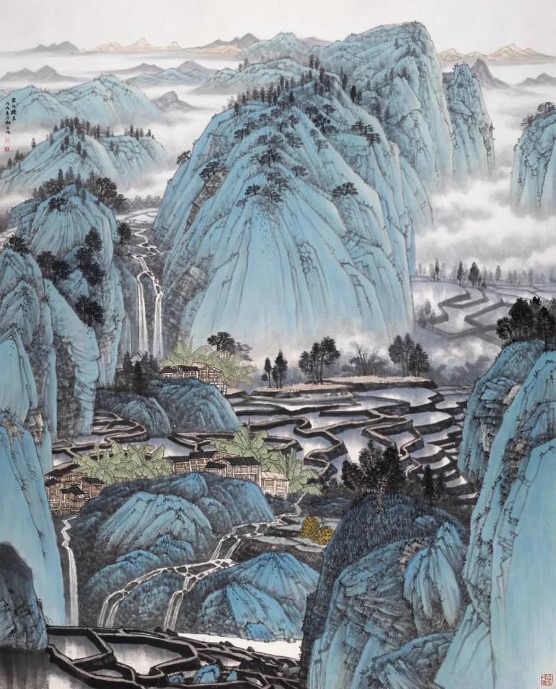 国画名家丨张树立青绿山水:苍润之笔墨,游离之锋毫_龙瑞_先生_画面