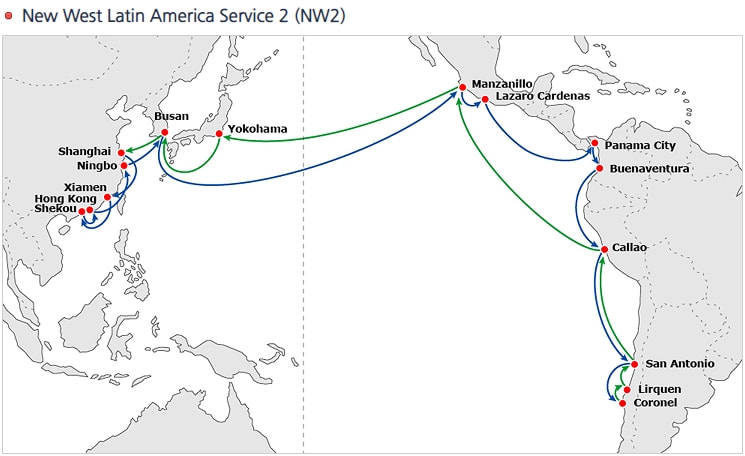 4,hmm nw2航線3,one ax2 航線2,赫伯羅特 an2航線1,msc aes航線(andes