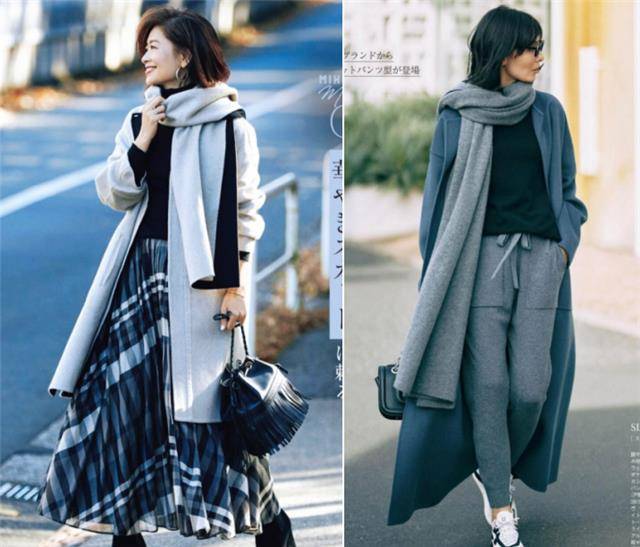 流苏 会打扮的中年女人不显老！4种围巾＋大衣的搭配法则，时髦又不老气
