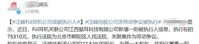 汪峰被指成老赖，旗下公司被强制执行7万元，平常和章子怡住豪宅封面图