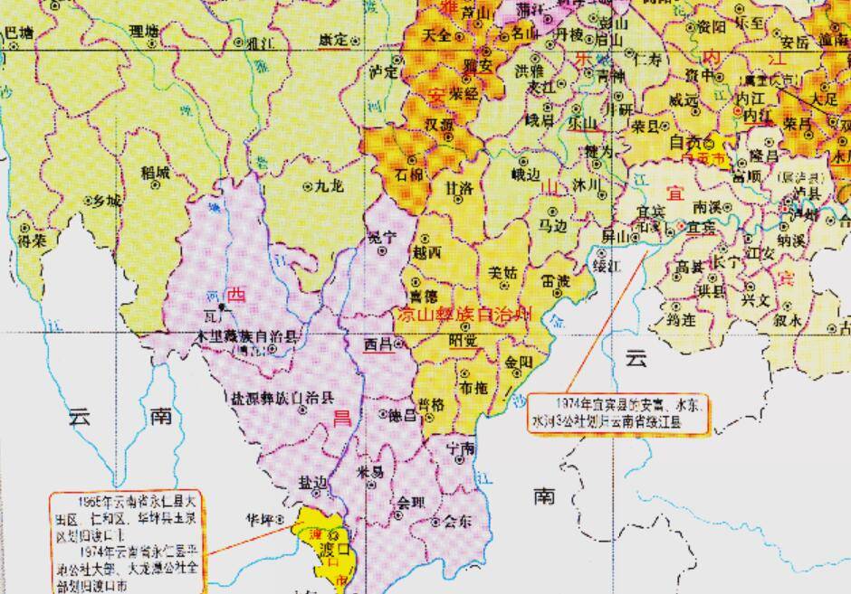 四川与云南交界处地图图片