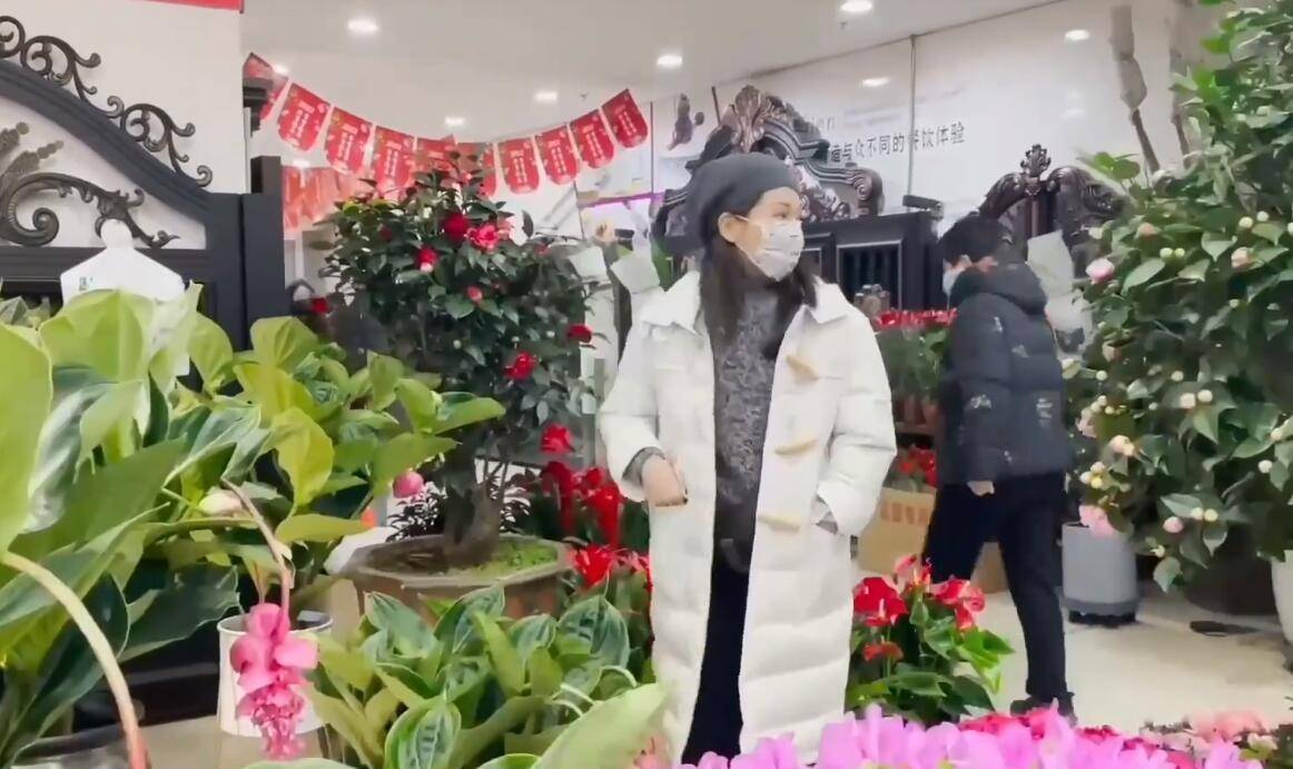 身材 刘涛逛花市迎新年，穿连帽羽绒服戴奶奶毛线帽，打扮简陋差点翻车