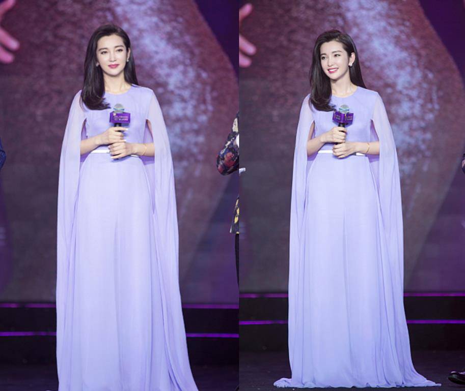 马尾 其实李冰冰也挺会扮嫩的，穿紫色服装配双马尾，48岁像28岁似的