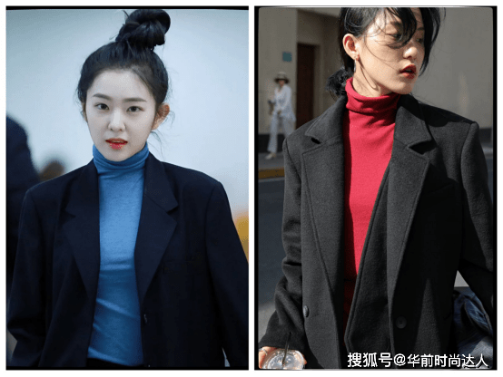 脖子 早春“大衣+高领衫”太高级了，保暖显气质，适合30、40岁的女人