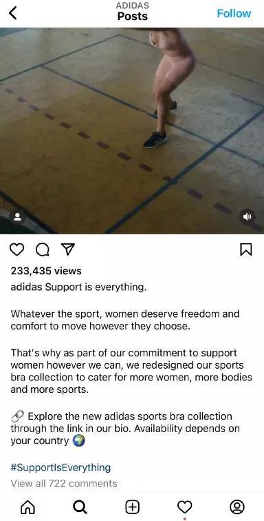 adidas新广告“乳房解放”惹争议，“无码”展示25位女性的胸部