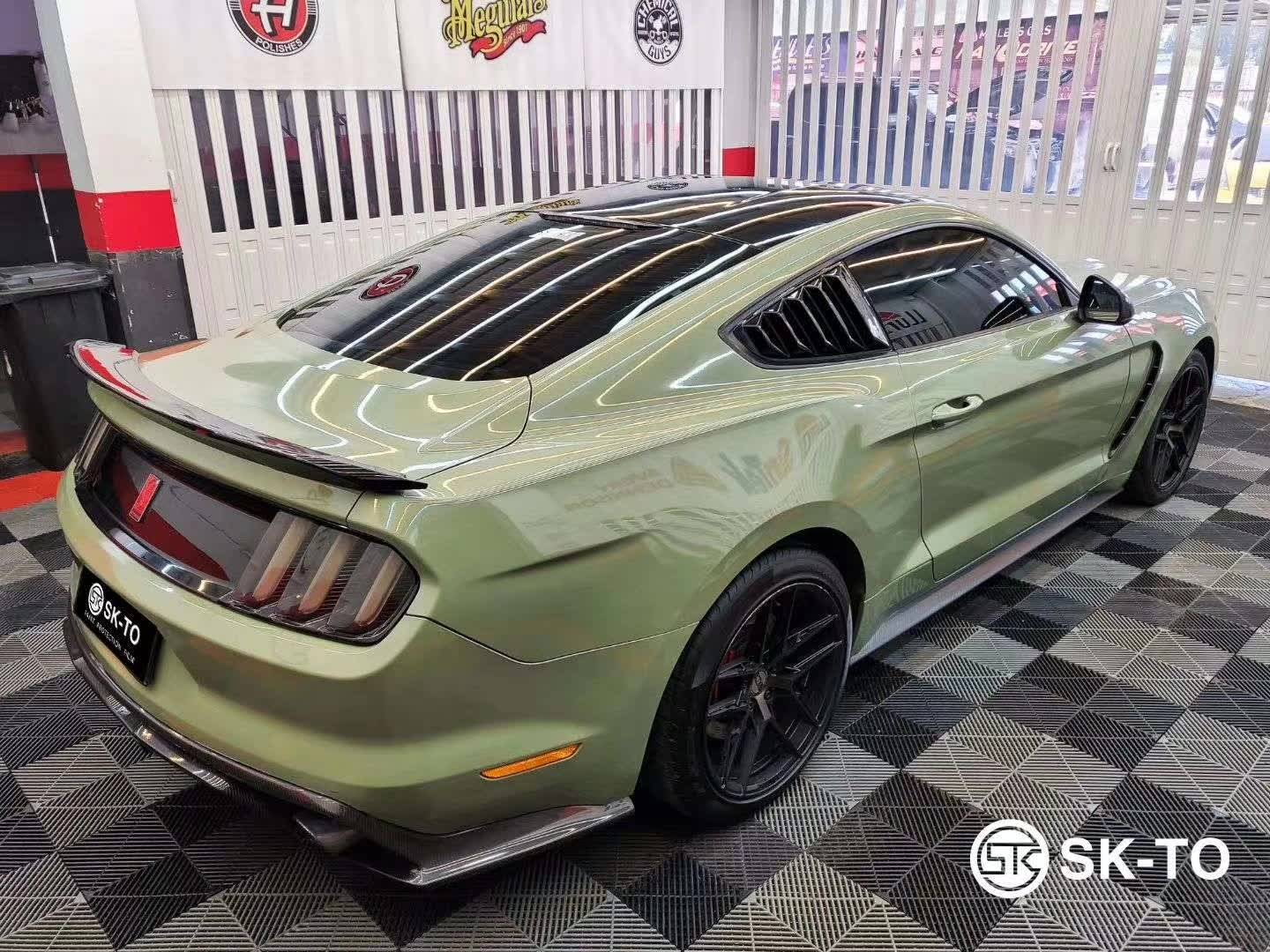 skto改色膜颜色水晶装甲绿野马汽车案例