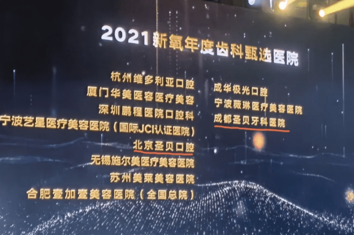 圣贝圣贝集团荣获“2021新氧年度齿科甄选医院”称号！