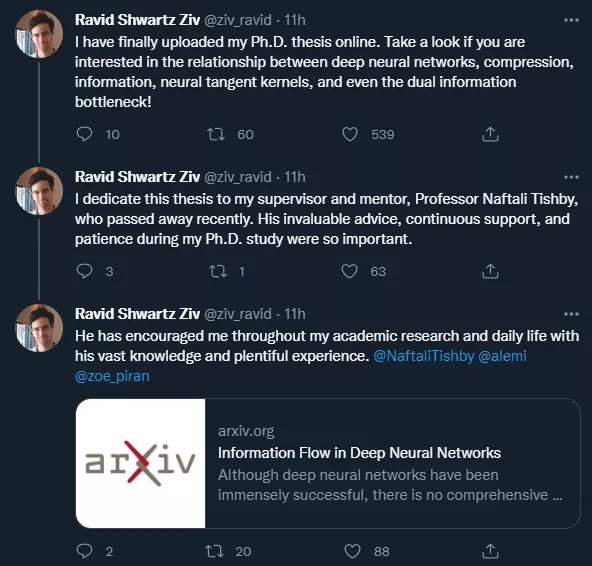 Tishby|信息瓶颈提出者生前指导，129页博士论文神经网络中的信息流公布