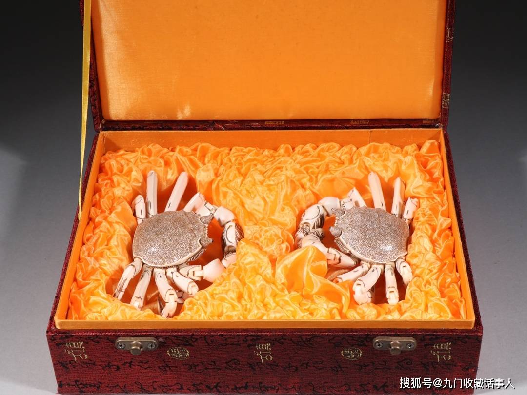 回流:松山款牙雕螃蟹一对._cm_包浆_牙质