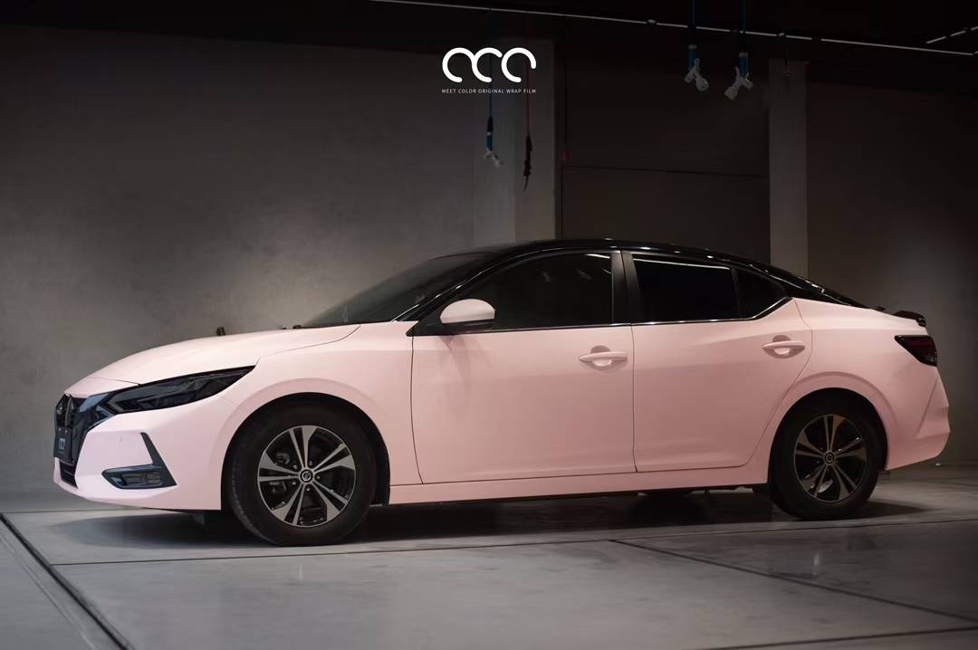 尼桑轩逸漫彩改色膜pet轻烟粉