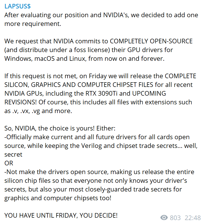 Linux|黑客公开威胁NVIDIA：驱动必须开源 否则走着瞧