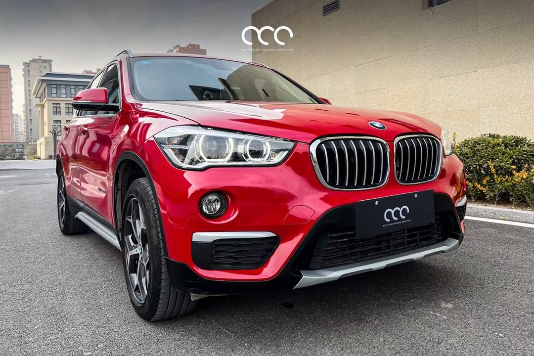漫彩改色膜宝马x1胭脂红典藏版热情似火的颜色