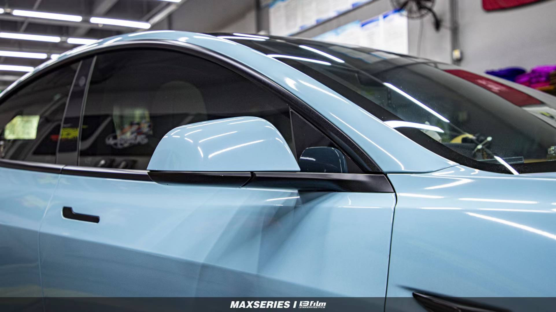 lbfilm改色膜特斯拉model3海风蓝