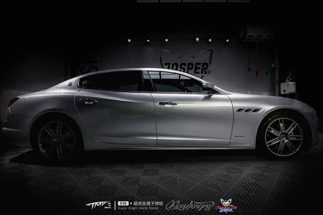 玛莎拉蒂总裁tmd潮牌改色膜超亮金属子弹银_银色_浪花_梦想