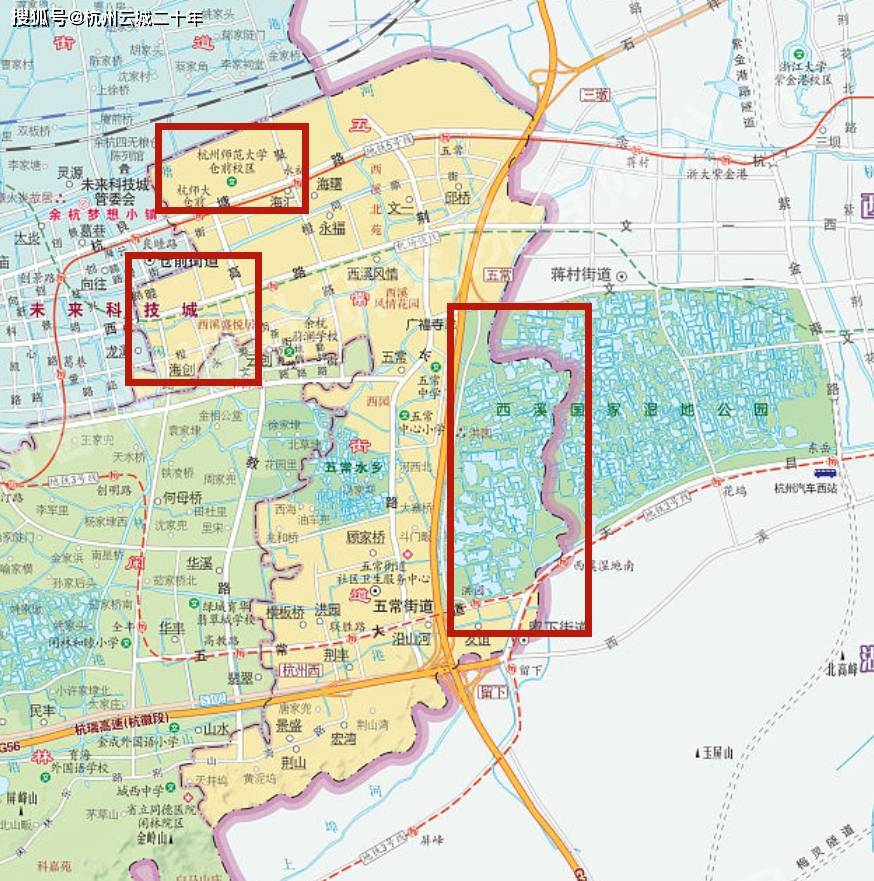 杭州市余杭区新版行政区划图,拆分开来了解一下