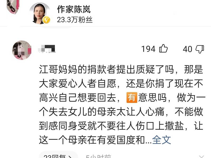 信任无法代替监督,陈岚呼吁对江秋莲进行审计,对方有
