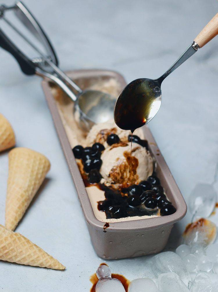 原创珍珠奶茶冰淇淋看着就很有食欲清爽好吃