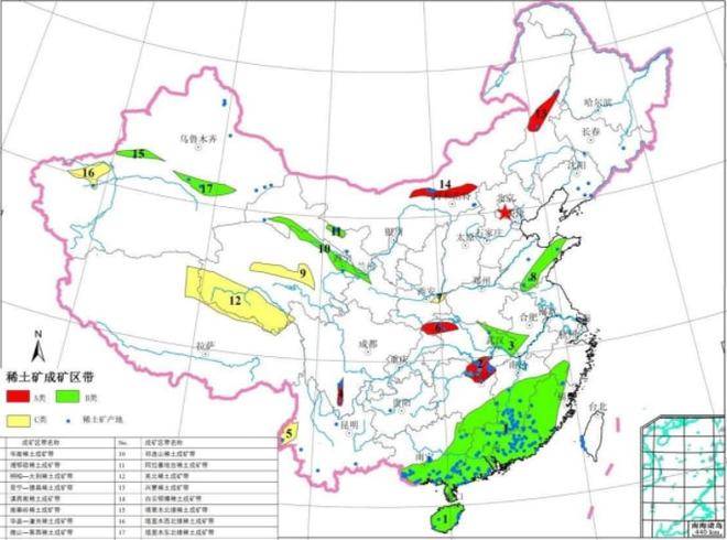 轻稀土矿主要分布在内蒙古包头等北方地区和四川凉山.