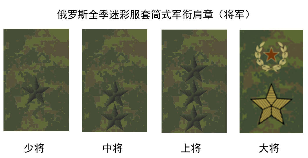 俄軍迷彩服軍銜將官校尉准尉和士兵各有不同