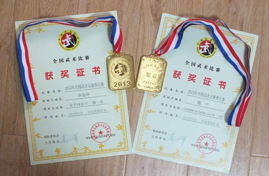 赵为民老师弟子全国武术太极拳比赛获得金牌