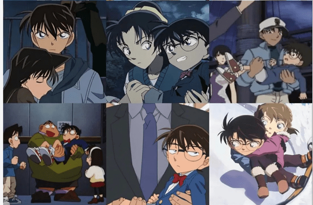 柯南抱灰原那一张我看反了,看成灰原抱柯南.