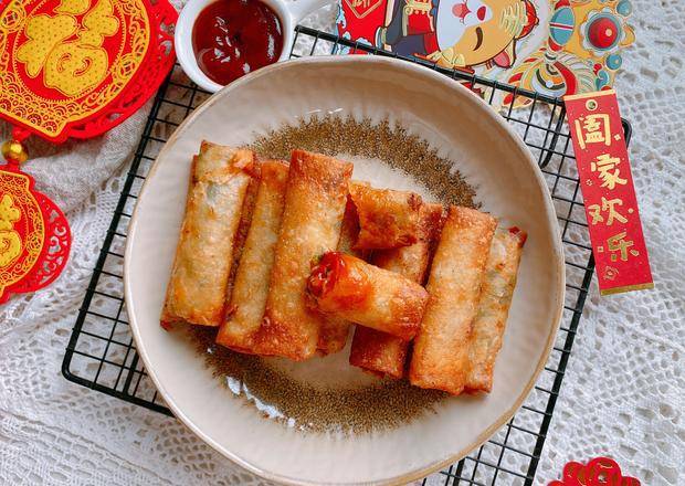 原创江浙沪年夜饭必备菜炸春卷酥脆鲜香吉祥如意迎接新春