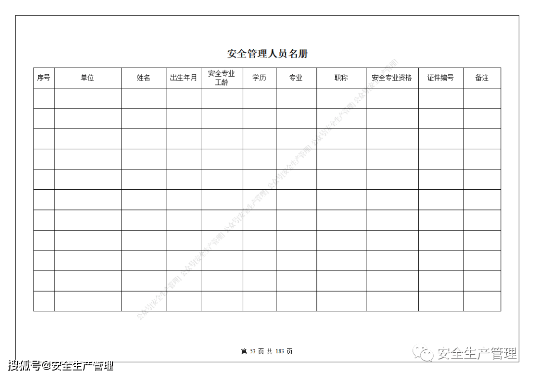 183页安全生产标准化管理台账表格汇编