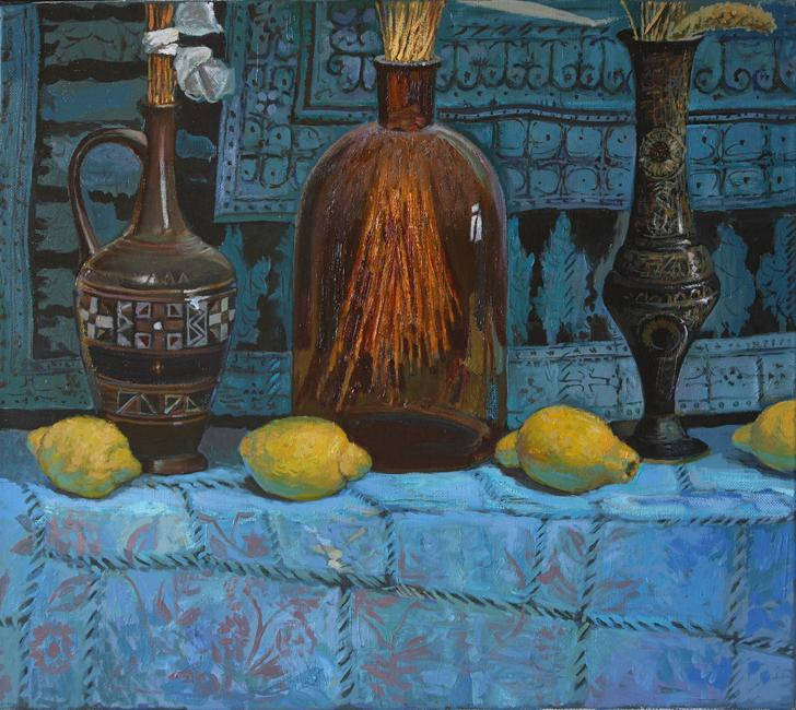 彩色的梦:俄罗斯画家阿兹诺夫爱德华现代艺术静物油画作品