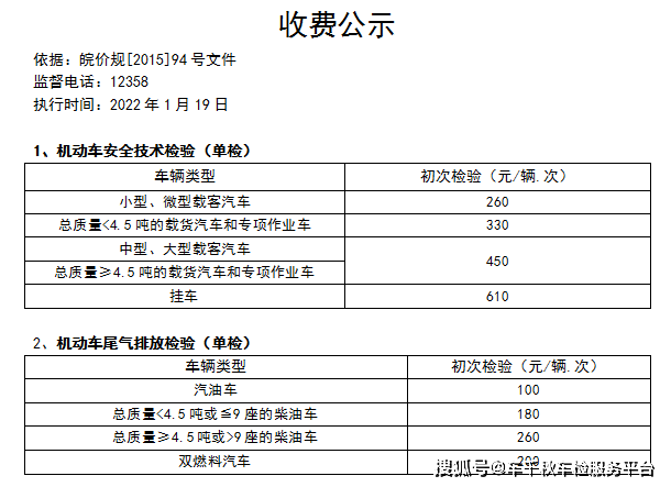 安徽家用小汽車年檢多少錢安徽省機動車檢測收費標準