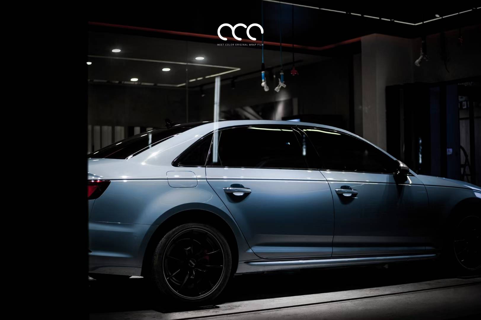 就是你要的中国风奥迪a4pet瓷器蓝改色膜漫彩