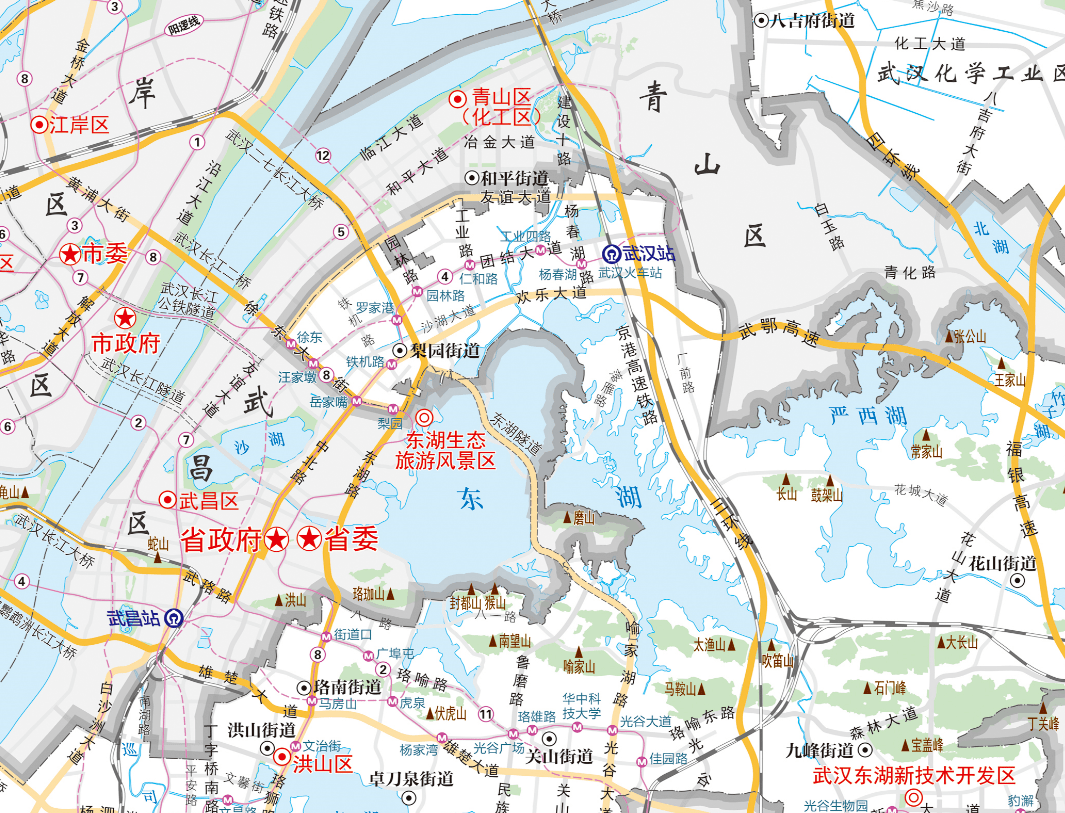 武漢市自然資源和規劃局監製的行政區域地圖來看, 徐東城市廣場從洪山