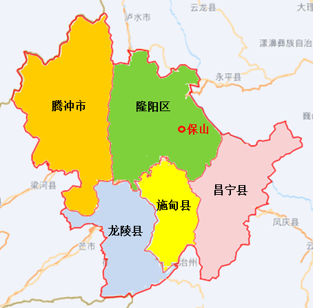 保山市区域分布情况保山市地处滇西咽喉,全市行政区域总面积1.