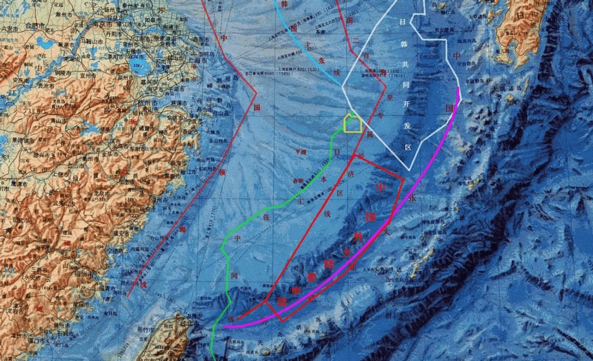 东海大陆架是世界上最宽的大陆架之一,一直延伸到海岸线600公里以外