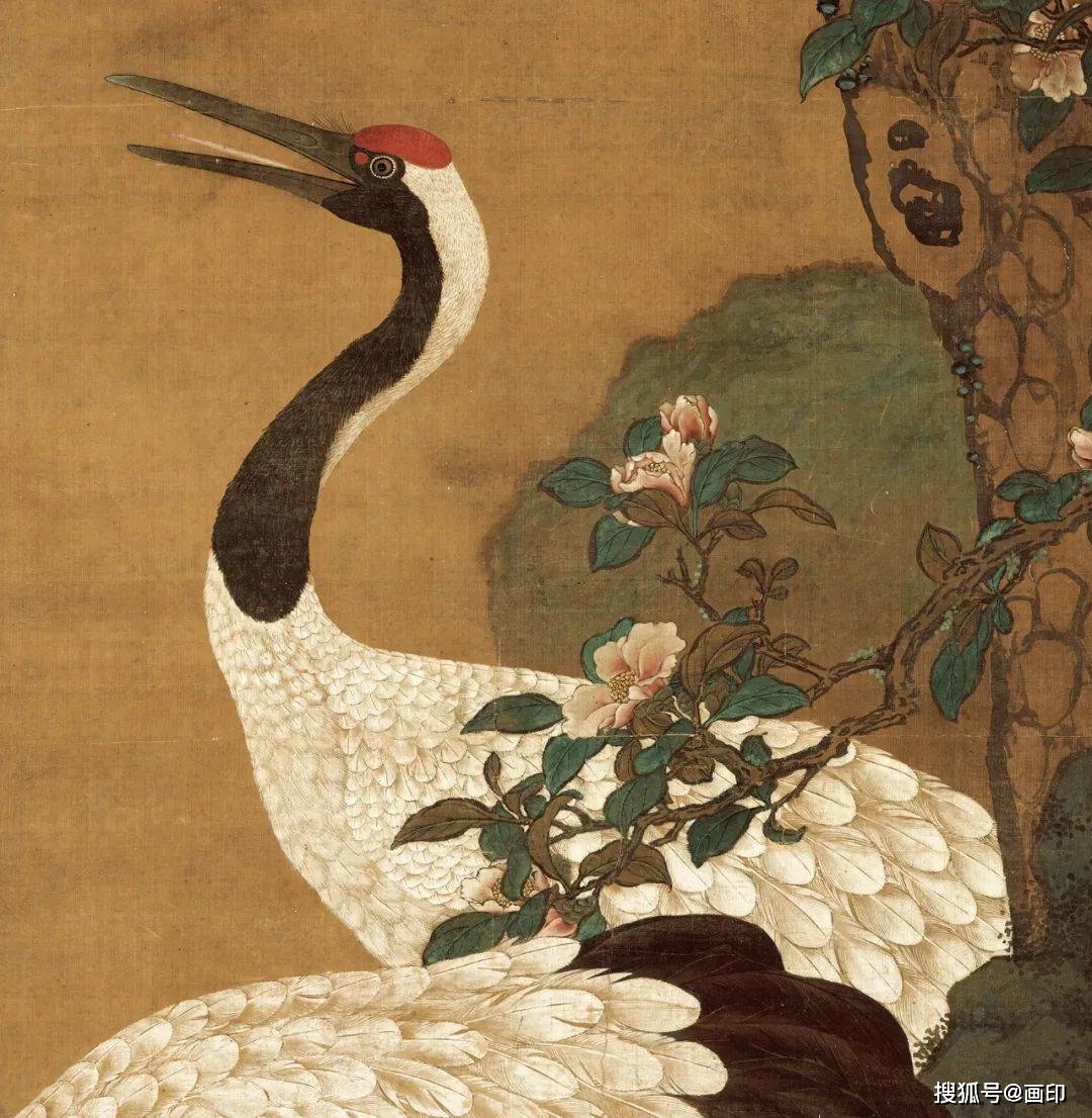 明· 童垲《松鹤延年图》_五代_山茶_寓意