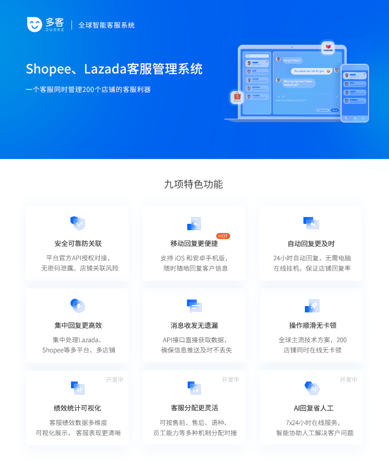 多客shopeelazada客服软件让沟通成为你的优势