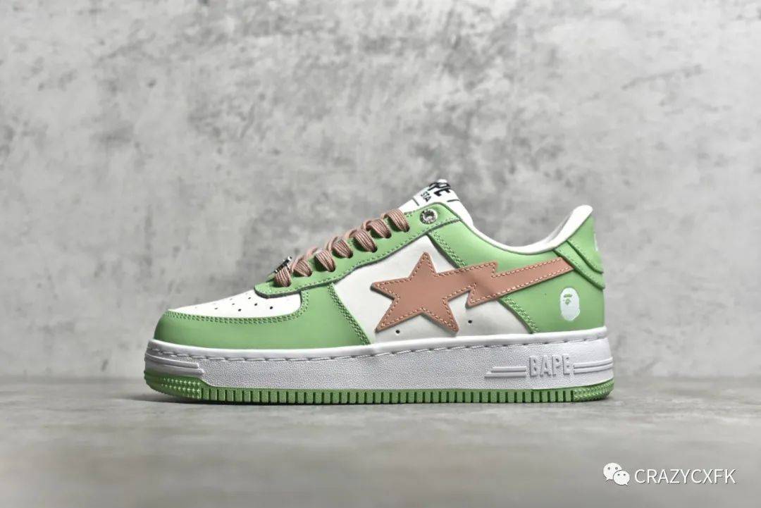 原宿潮流安逸猿bapestarpastelcolor马卡龙绿粉闪星低帮复古运动板鞋