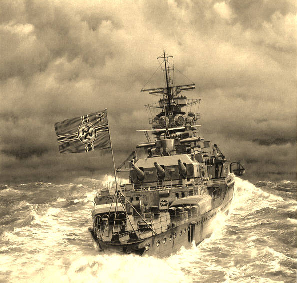 俾斯麦号战列舰油画图片
