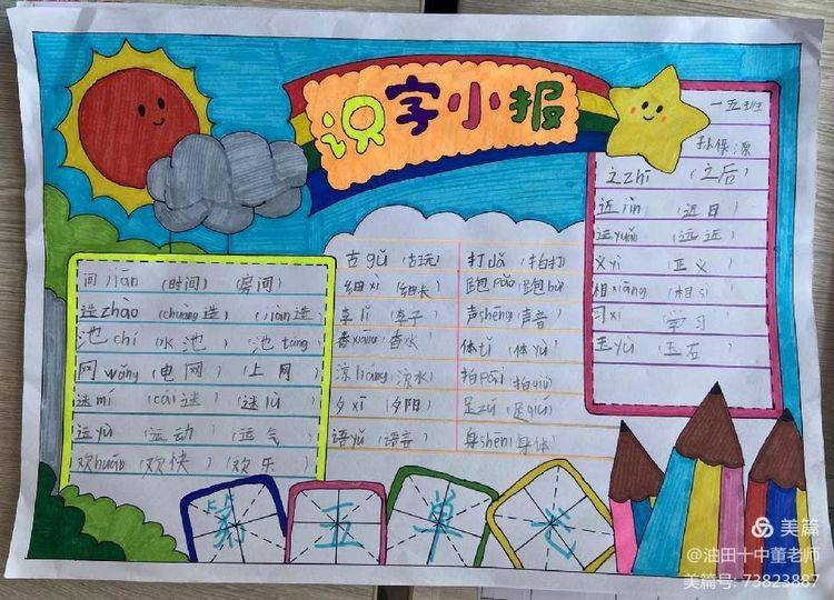 有思有得 趣味识字—濮阳市油田第十中学一年级识字小报优秀作业展