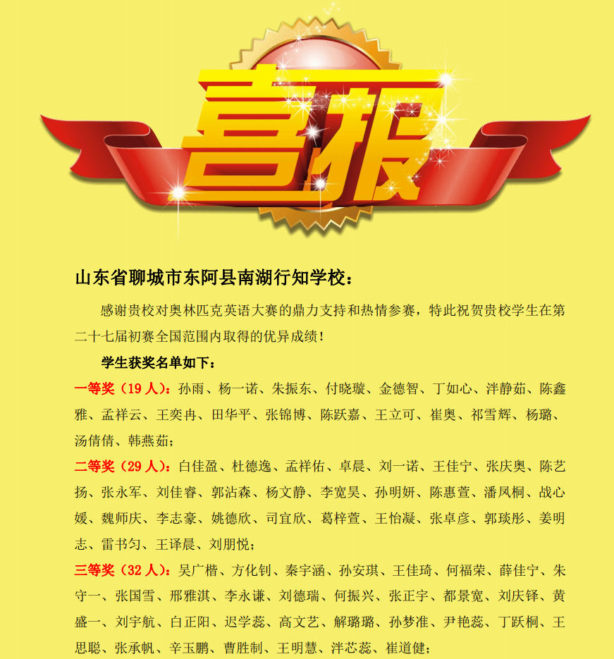 喜报东阿县南湖行知学校又双叒叕获奖啦