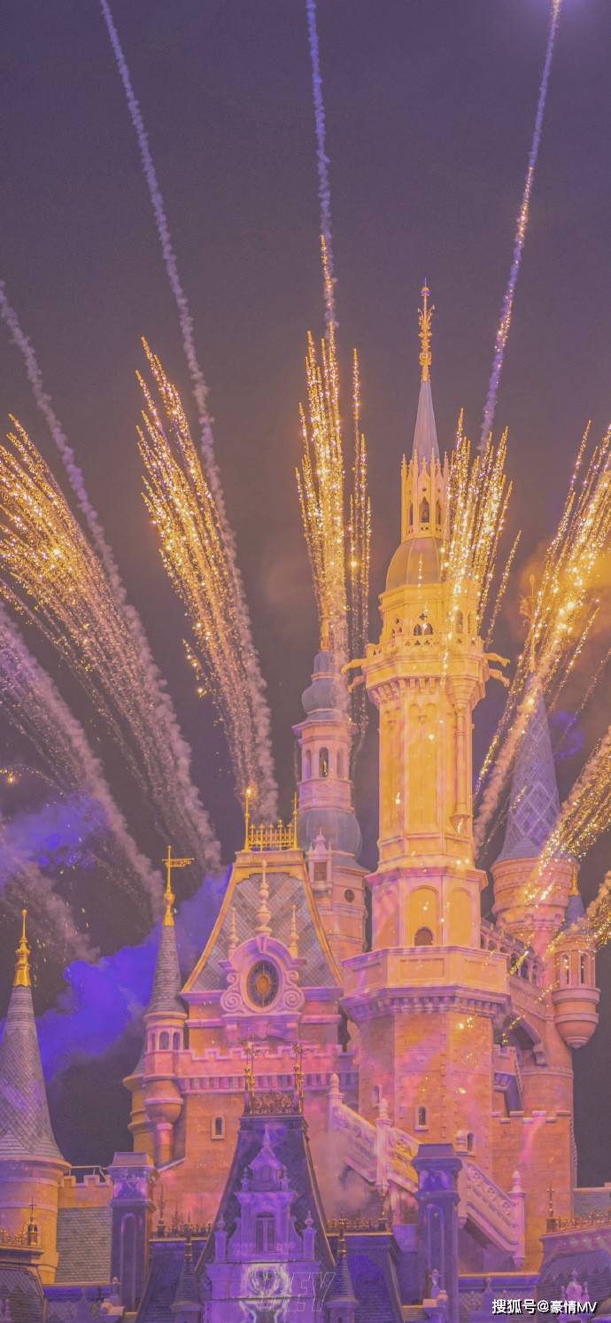 迪士尼烟花城堡背景图图片