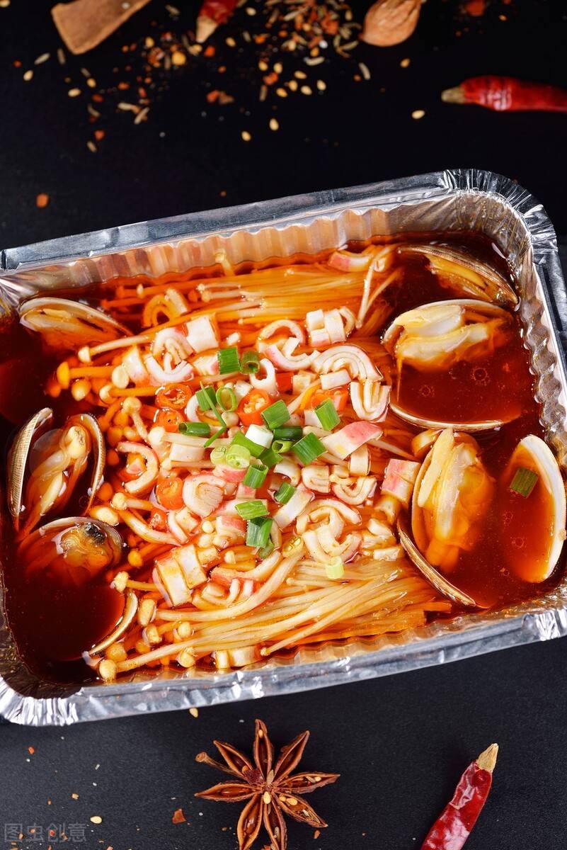 原创做法很简单不出家门也可以吃到美味的锡纸花甲粉