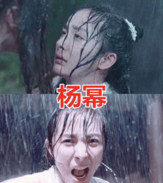 因为杨幂的发际线相对来说比较高,而拍雨戏的话就会把头发淋湿,刘海