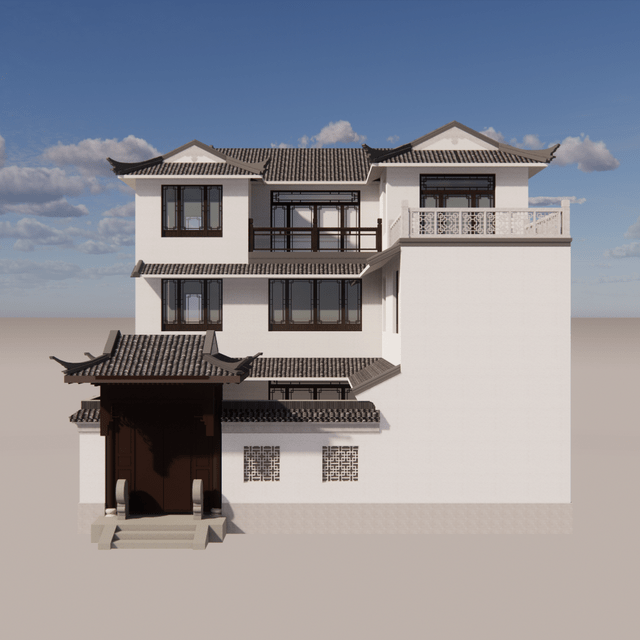 下面这款l型布局的自建合院别墅,合院的关系让院与宅更紧密.