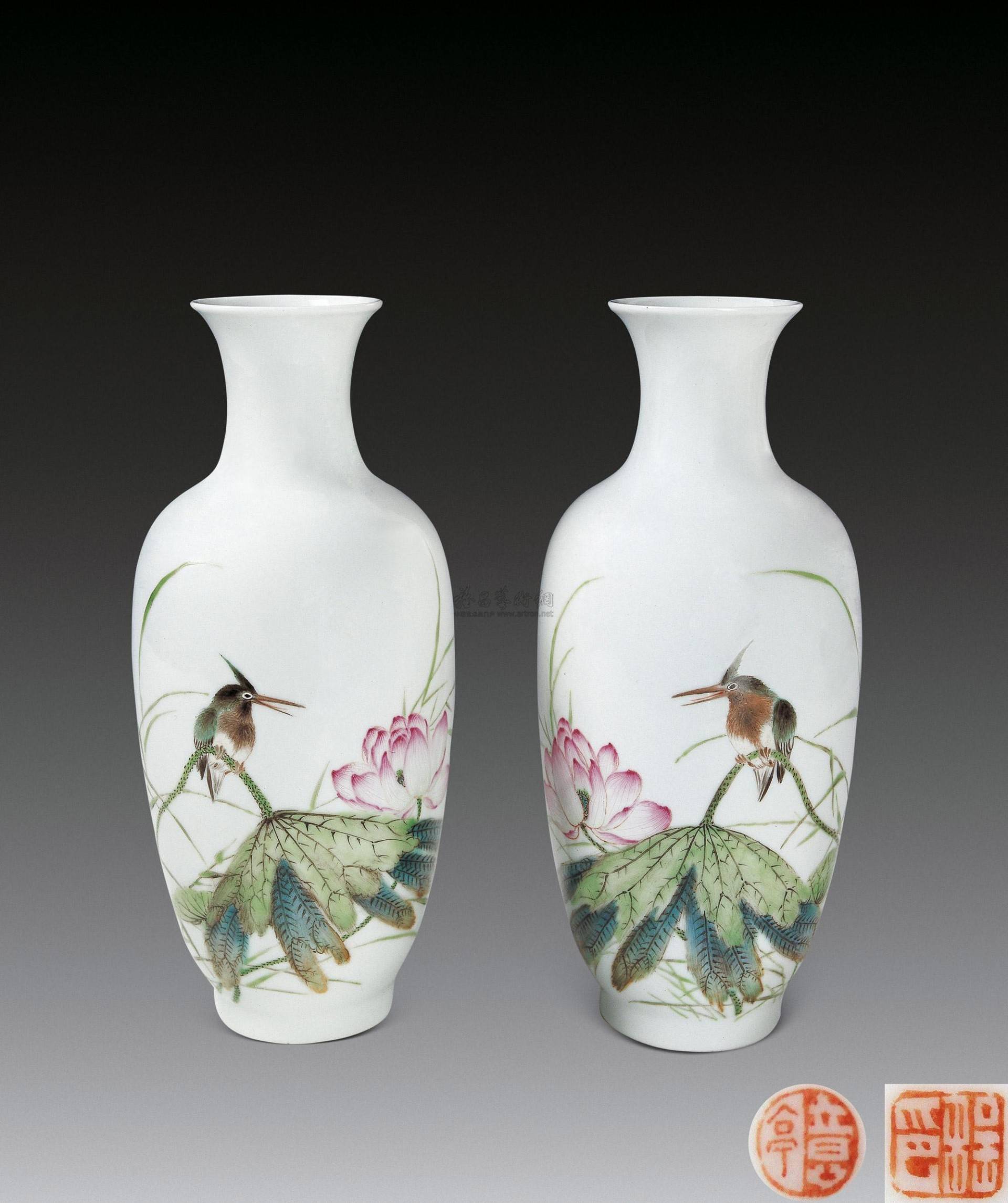 程意亭瓷板画真品图片及鉴定方法_作品_题款_水鸟