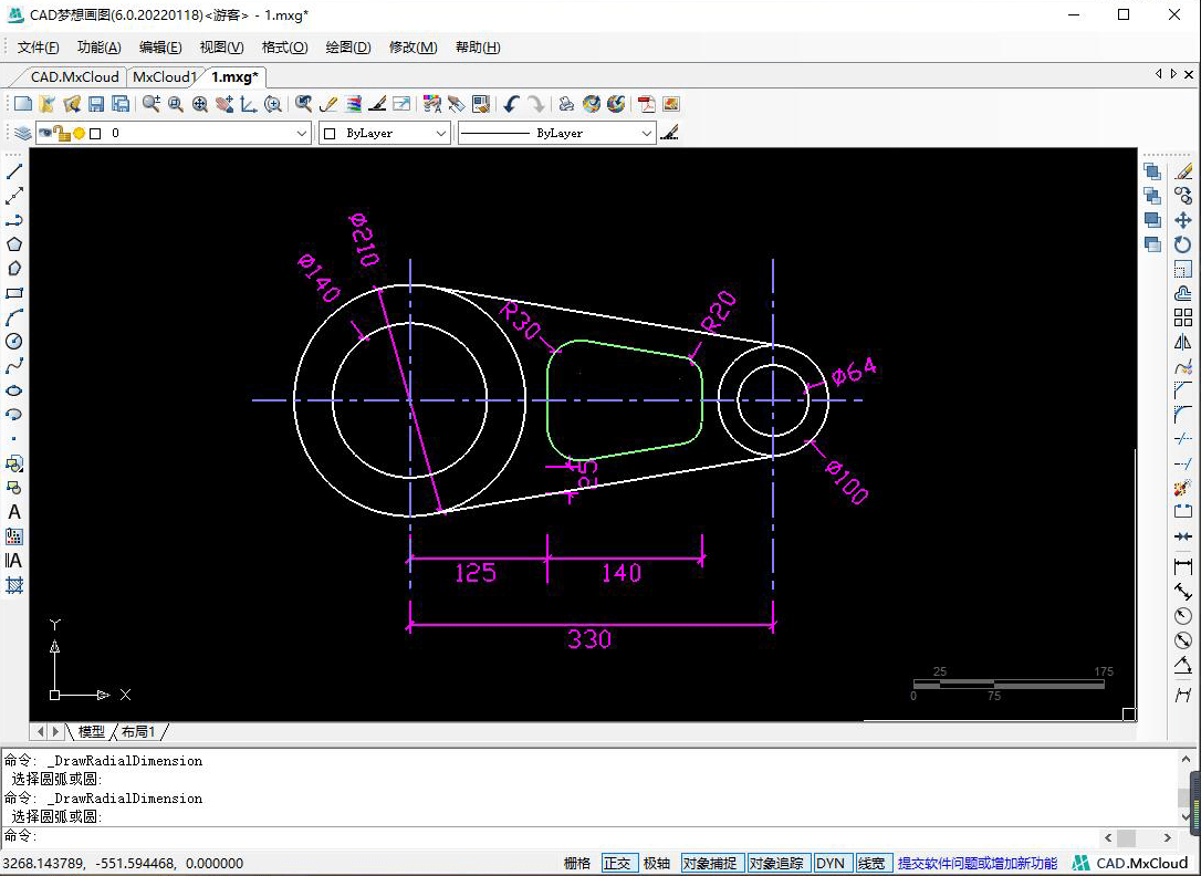 cad绘制零件平面图